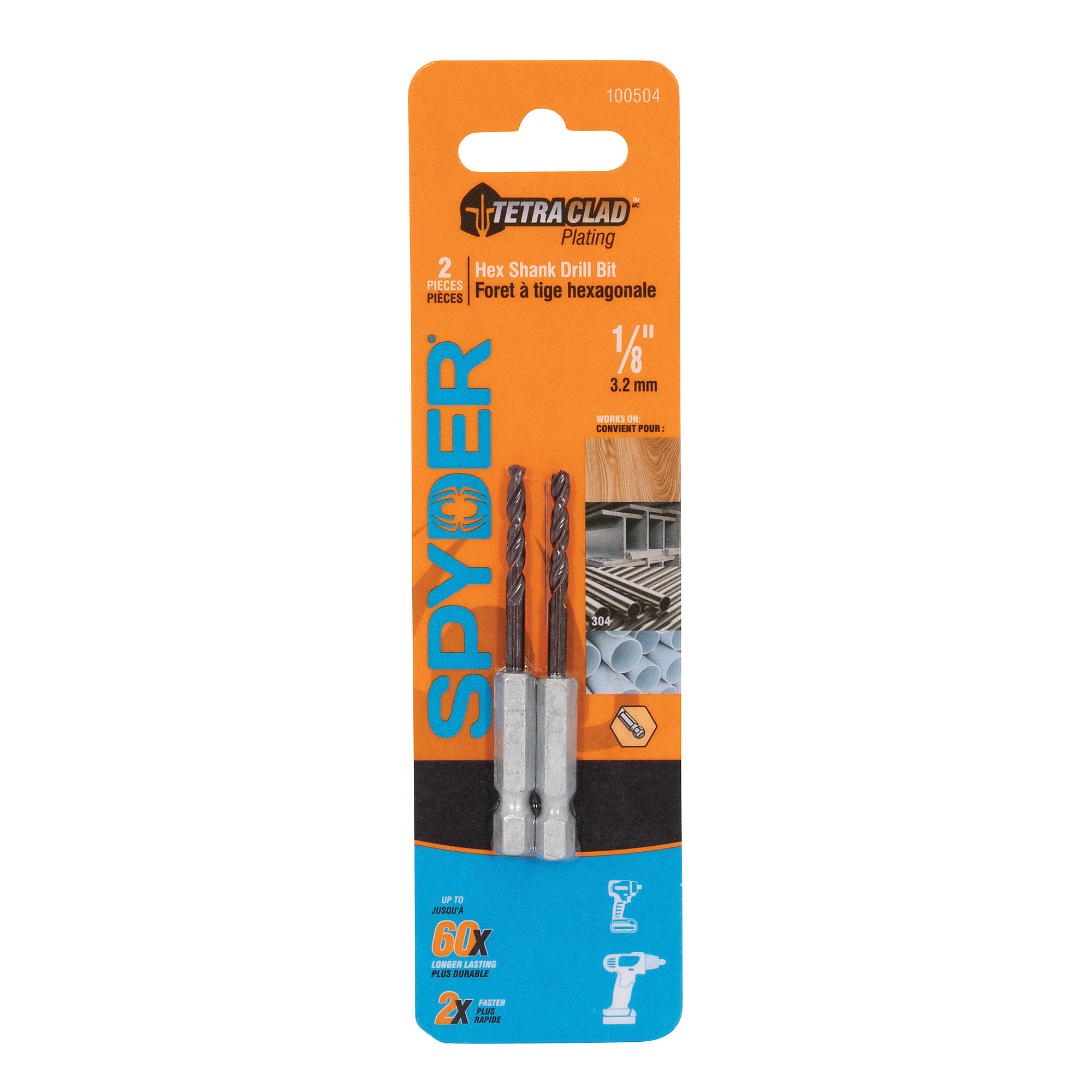 Spyder 1/8-Inch Hex Shank Drill Bit (2-Pack) 100504